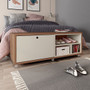 Windsor 53.62 Modern Shoe Rack Bed Bench With Silicon Casters In Off White And Nature "5LC1"