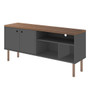 Windsor 53.54 Modern Tv Stand With Media Shelves And Solid Wood Legs In Grey And Nature "3LC3"