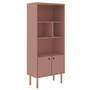 Windsor Modern Display Bookcase Cabinet With 5 Shelves In Ceramic Pink And Nature "2LC2"