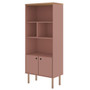 Windsor Modern Display Bookcase Cabinet With 5 Shelves In Ceramic Pink And Nature "2LC2"