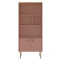 Windsor Modern Display Bookcase Cabinet With 5 Shelves In Ceramic Pink And Nature "2LC2"