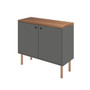 Windsor 35.43 Modern Accent Cabinet With Solid Top Board And Legs In Grey And Nature "1LC3"