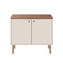 Windsor 35.43 Modern Accent Cabinet With Solid Top Board And Legs In Off White And Nature "1LC1"