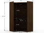 Mulberry 2.0 Modern Corner Wardrobe Closet With 2 Hanging Rods In Brown "115GMC5"