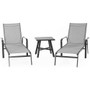Hanover Foxhill 3 Piece Outdoor Seating Set: 2 Chaise Lounge Chairs And 22" Side Table "FOXCHS3PC-GRY"