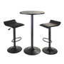 Obsidian 3 Piece Pub Set, Round Table W/ 2 Airlift Stools All Black "20313"