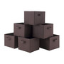 Capri Set Of 6 Foldable Chocolate Fabric Baskets "38622"
