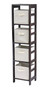 Capri 4-Section N Storage Shelf W/ 4 Foldable Beige Fabric Baskets "92841"