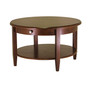 Concord Round Coffee Table W/ Drawer And Shelf - Antique Walnut "94231"