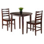 Clayton 3-Piece Dining Set, Drop Leaf Table W/ 2 Ladderback Chairs "94335"