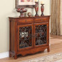 Light Cherry 2-Door And 2-Drawer Scroll Console "411-254"