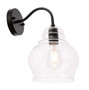 Pierce 1 Light Black And Clear Seeded Glass Wall Sconce "LD6192BK"