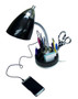 Organizer Desk Lamp With Charging Outlet Lazy Susan Base - "LD1015-BLK"