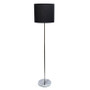 Brushed Nickel Drum Shade Floor Lamp, Black - "LF2004-BLK"