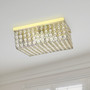 Elegant Designs 12 Inch Elipse Crystal 2 Light Square Ceiling Flush Mount, Gold "FM1004-GLD"