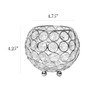 Elegant Designs Elipse Crystal Circular Bowl Candle Holder, Flower Vase, Wedding Centerpiece, Favor, 4.25 Inch, Chrome "HG1006-CHR"