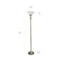 Elegant Designs 1 Light Torchiere Floor Lamp With Marbleized White Glass Shade, Antique Brass "LF2001-ABS"