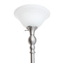 Elegant Designs 1 Light Torchiere Floor Lamp With Marbleized White Glass Shade, Brushed Nickel "LF2001-BSN"