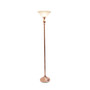 Elegant Designs 1 Light Torchiere Floor Lamp With Marbleized White Glass Shade, Rose Gold "LF2001-RGD"