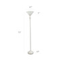 Elegant Designs 1 Light Torchiere Floor Lamp With Marbleized White Glass Shade, White "LF2001-WHT"