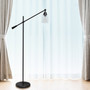 Lalia Home Swing Arm Floor Lamp With Clear Glass Cylindrical Shade, Black Matte "LHF-5021-BK"