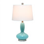 Lalia Home Glass Dollop Table Lamp With White Fabric Shade, Seafoam "LHT-5001-SF"