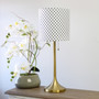 Simple Designs Gold Tapered Table Lamp With Polka Dot Fabric Drum Shade "LT1076-GDD"