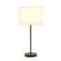 Simple Designs Black Stick Lamp With Fabric Shade, White "LT2040-BAW"