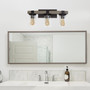 Elegant Designs Industrial Rustic Lantern Restored Wood Look 3 Light Bath Vanity, Gray "VT1009-GRY"