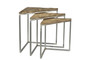 Bengal Manor Mango Wood Scraped Iron Set Of 3 Corner Nested Tables In Parkview Grey Finish "CVFNR677"