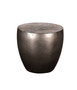 Bengal Manor Distressed Grey Mango Wood And Pewter Metal Drum Base Round End Table "CVFNR710"