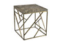 Bengal Manor Burnished Ebony Mango Wood With Crazy Cut Iron Aged Gold Square End Table "CVFNR683"