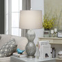 31"Th Glass Lamp With Brushed Nickel Mtl Base "ABS1399BNSNG"