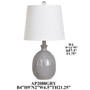 21.25"Th Ceramic Table Lamp "AP2088GRYSNG"