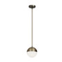 1 Light Halogen Pendant, Antique Brass Finish With White Glass "DAY-71P-AB"