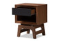 Svante Mid-Century Modern Walnut Brown And Dark Gray Finished Wood 1-Drawer Nightstand WI1704-Walnut/Grey-NS By Baxton Studio