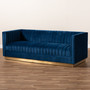 Aveline Glam And Luxe Navy Blue Velvet Fabric Upholstered Brushed Gold Finished Sofa TSF-BAX66113-Navy/Gold-SF By Baxton Studio