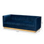 Aveline Glam And Luxe Navy Blue Velvet Fabric Upholstered Brushed Gold Finished Sofa TSF-BAX66113-Navy/Gold-SF By Baxton Studio