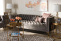 Zanetta Glam And Luxe Gray Velvet Upholstered Gold Finished Sofa TSF-7723-Grey/Gold-SF By Baxton Studio