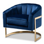 Tomasso Glam Royal Blue Velvet Fabric Upholstered Gold-Finished Lounge Chair TSF7707-Dark Royal Blue/Gold-CC By Baxton Studio
