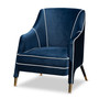 Ainslie Glam And Luxe Navy Blue Velvet Fabric Upholstered Gold Finished Armchair TSF-6634-Navy/Gold-CC By Baxton Studio