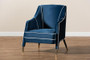 Ainslie Glam And Luxe Navy Blue Velvet Fabric Upholstered Gold Finished Armchair TSF-6634-Navy/Gold-CC By Baxton Studio