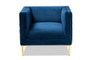 Seraphin Glam And Luxe Navy Blue Velvet Fabric Upholstered Gold Finished Armchair TSF-6625-Navy/Gold-CC By Baxton Studio