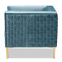 Seraphin Glam And Luxe Light Blue Velvet Fabric Upholstered Gold Finished Armchair TSF-6625-Light Blue/Gold-CC By Baxton Studio