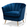 Emeline Glam And Luxe Navy Blue Velvet Fabric Upholstered Brushed Gold Finished Accent Chair TSF-66161-Navy/Gold-CC By Baxton Studio