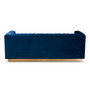 Loreto Glam And Luxe Navy Blue Velvet Fabric Upholstered Brushed Gold Finished Sofa TSF-5506-Navy/Gold-SF By Baxton Studio