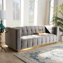 Loreto Glam And Luxe Grey Velvet Fabric Upholstered Brushed Gold Finished Sofa TSF-5506-Grey/Gold-SF By Baxton Studio
