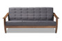 Larsen Mid-Century Modern Gray Fabric Upholstered Walnut Wood Sofa SW5506-Grey/Walnut-SF By Baxton Studio