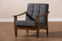 Larsen Mid-Century Modern Gray Fabric Upholstered Walnut Wood Lounge Chair SW5506-Grey/Walnut-CC By Baxton Studio