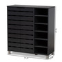 Shirley Modern And Contemporary Dark Grey Finished 2-Door Wood Shoe Storage Cabinet With Open Shelves SR-002-Dark Grey By Baxton Studio